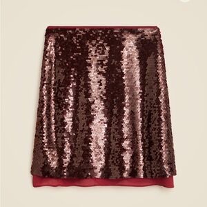 NWT J. Crew Chiffon-lined Sequin Skirt - Burgundy Size 6